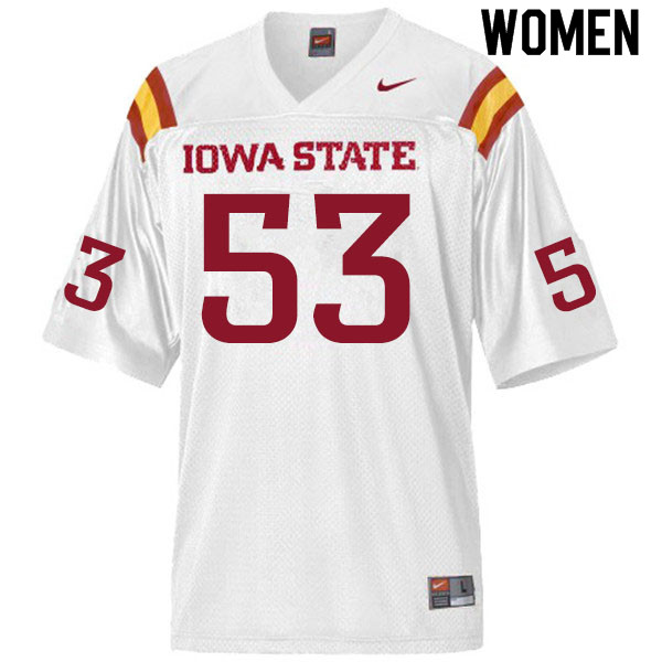 Iowa State Cyclones Women's #53 Will Clapper Nike NCAA Authentic White College Stitched Football Jersey PF42R57TZ